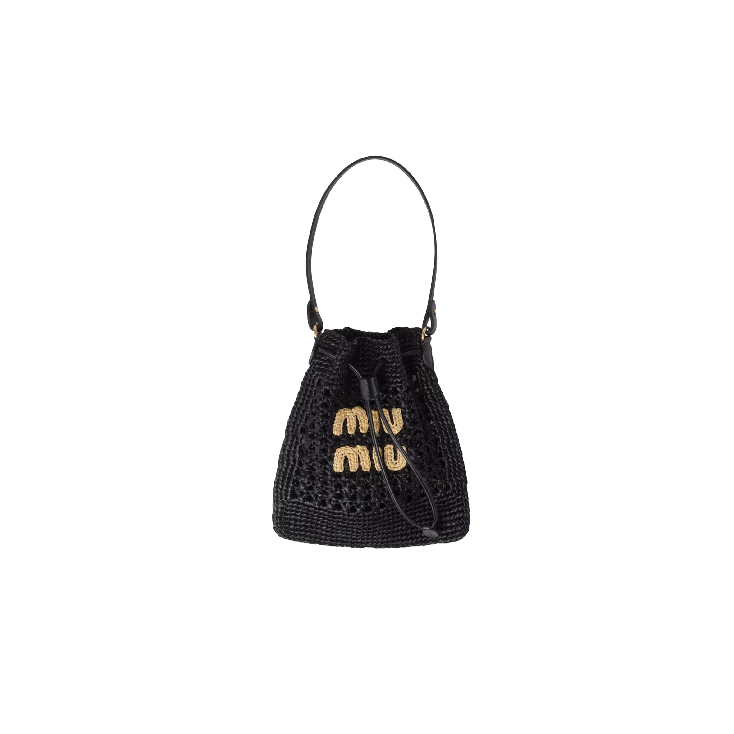 MIU MIU BUCKET BAG IN RAFFIA-EFFECT YARN 5ND016 (23*20cm)